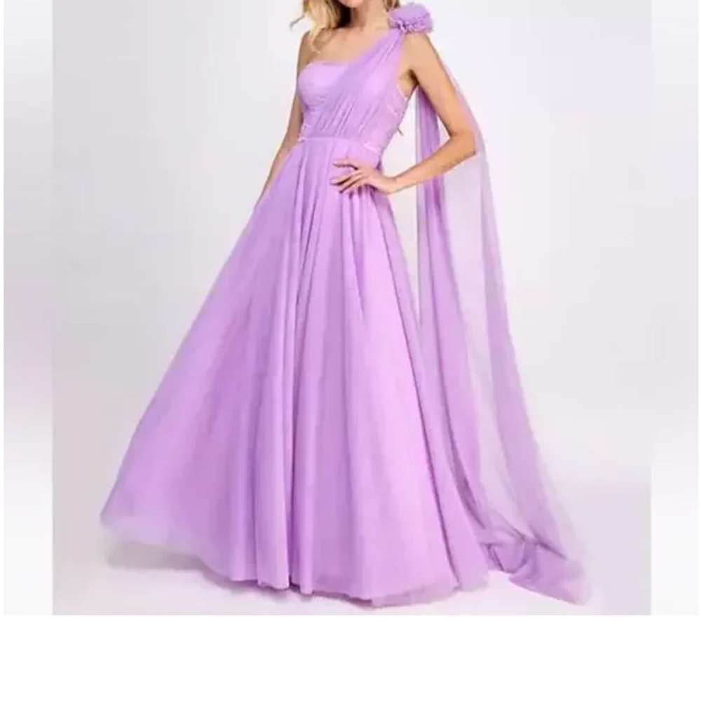 City Studio Rosette one-shoulder dress in lilac purple NWT